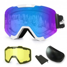 Extra Mile Ski Goggles, Anti-Fog UV Protection Winter Snow Sports Snowboard Goggles with Interchangeable Spherical Dual Lens for Men Women & Youth Snowmobile Skiing Skating